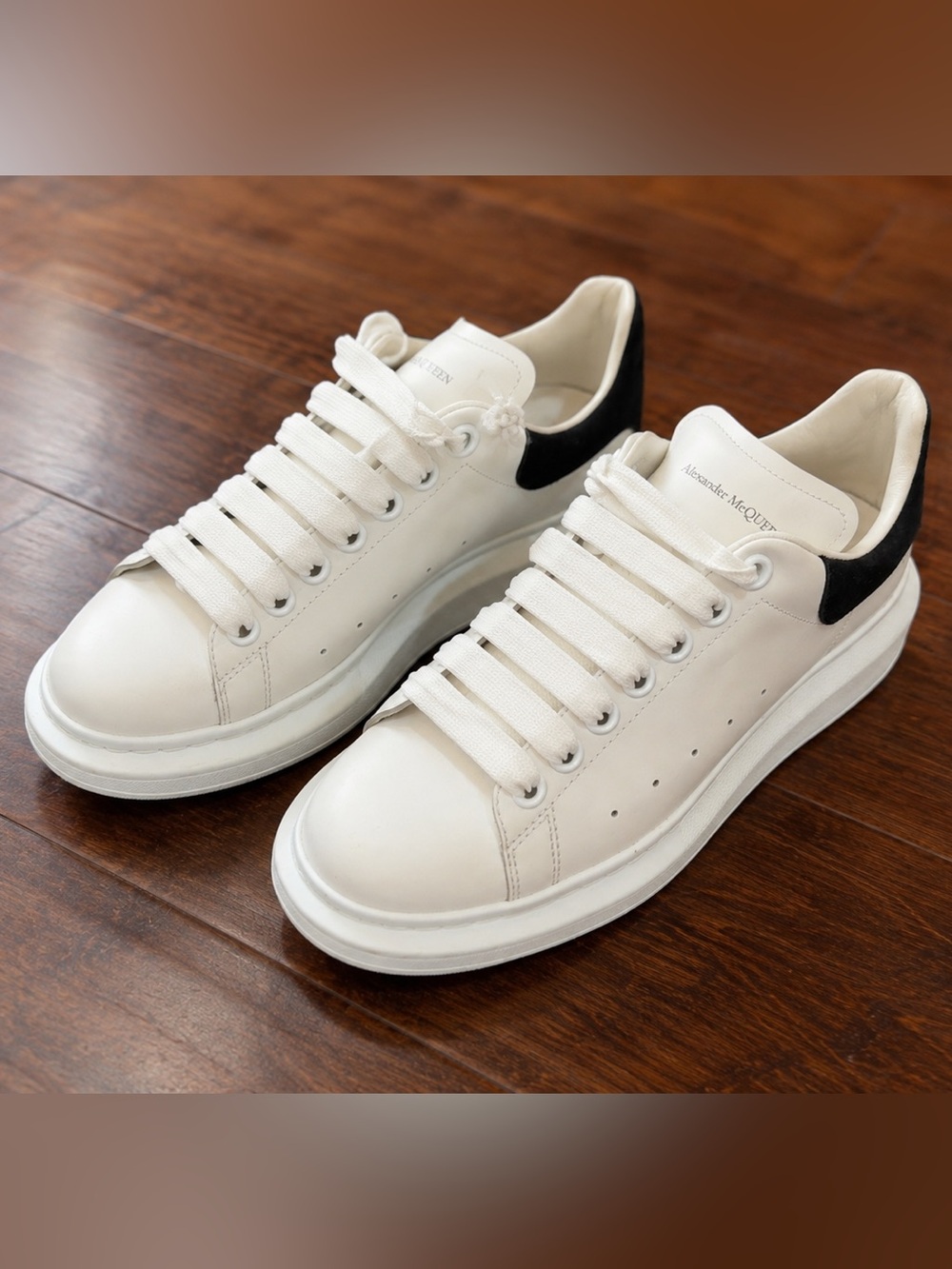 Alexander McQueen Oversized White Leather Sneakers with Black back size 38